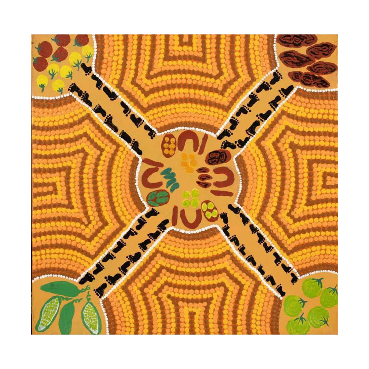 2700/25 Canvas Prestretched Ngatijirri Jukurrpa (Budgerigar Dreaming) 30x30cm Julie Napaljarri Kitson - Warlukulangu Artists