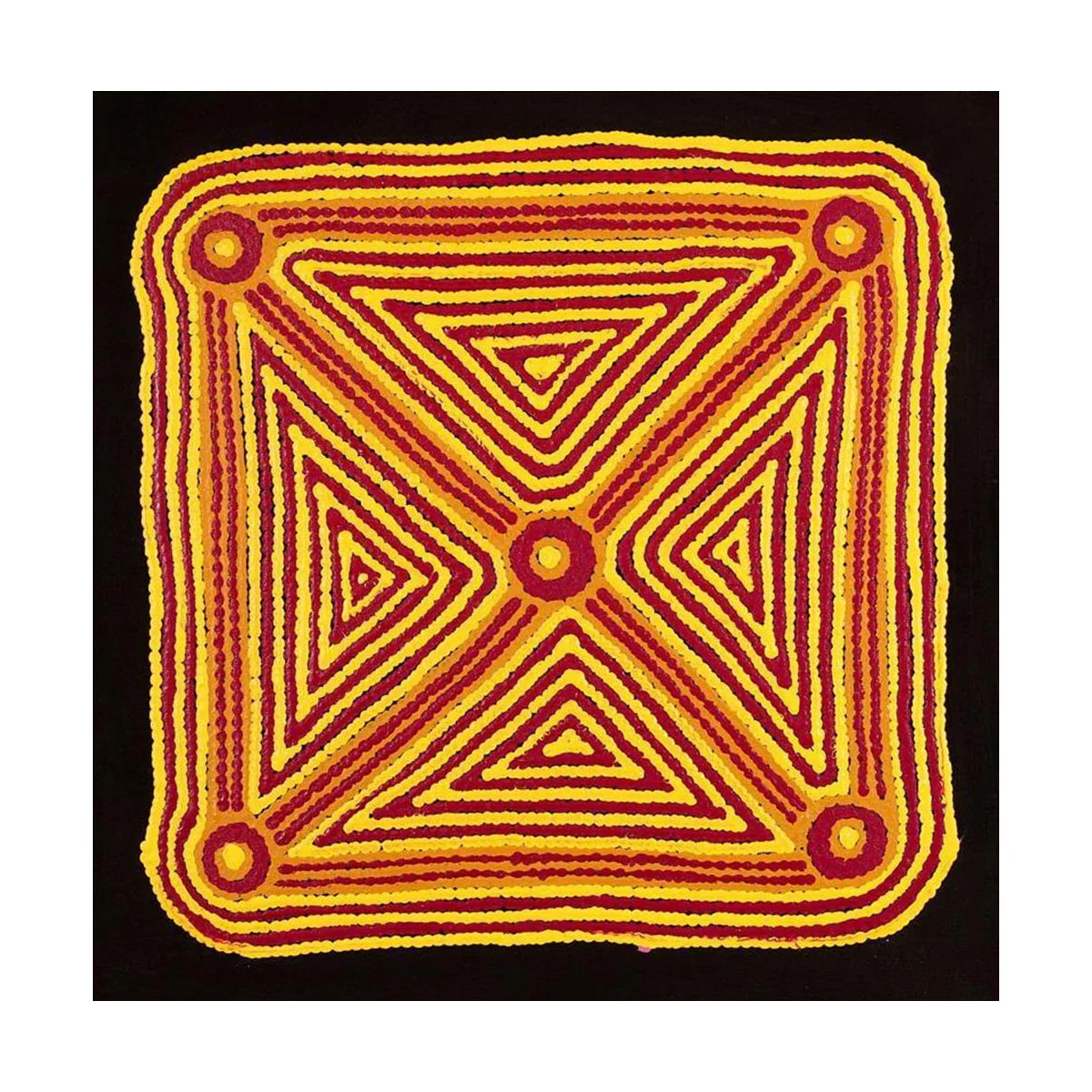 2867/20ny Painting Nyirripi Yankirri Jukurrpa (Emu Dreaming) 46x46cm Sabrina Nungarrayi Gibson - Warlukulangu Artists