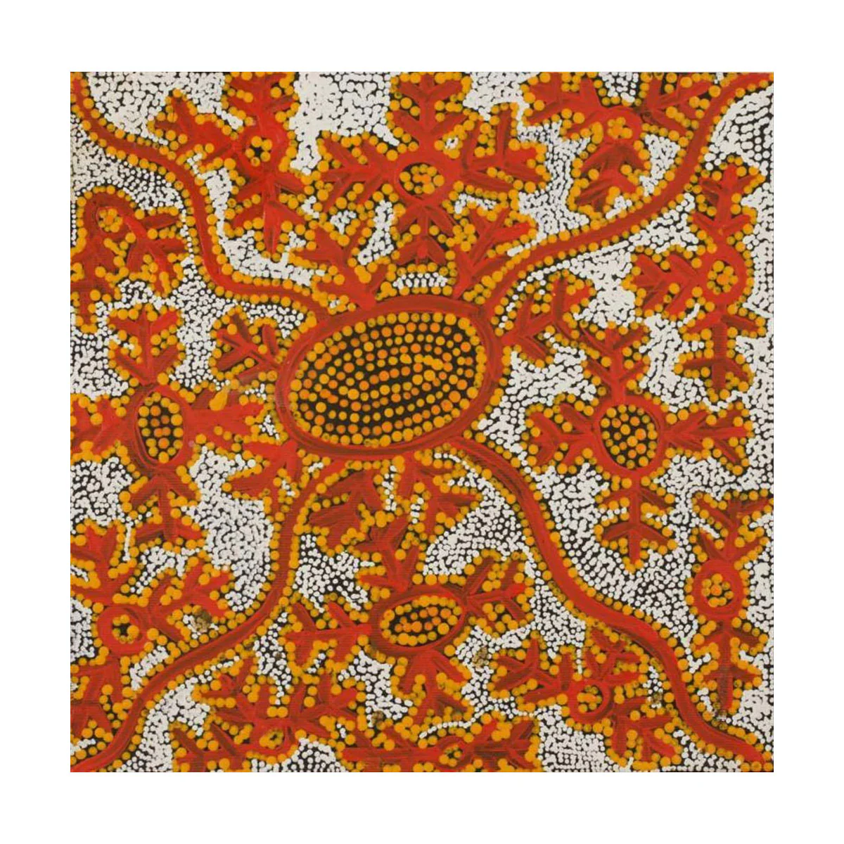 3063/25 Canvas Prestretched Watiyawarnu Jukurrpa (Seed Dreaming) 30x30cm Tanya Nungarrayi Collins - Warlukulangu Artists