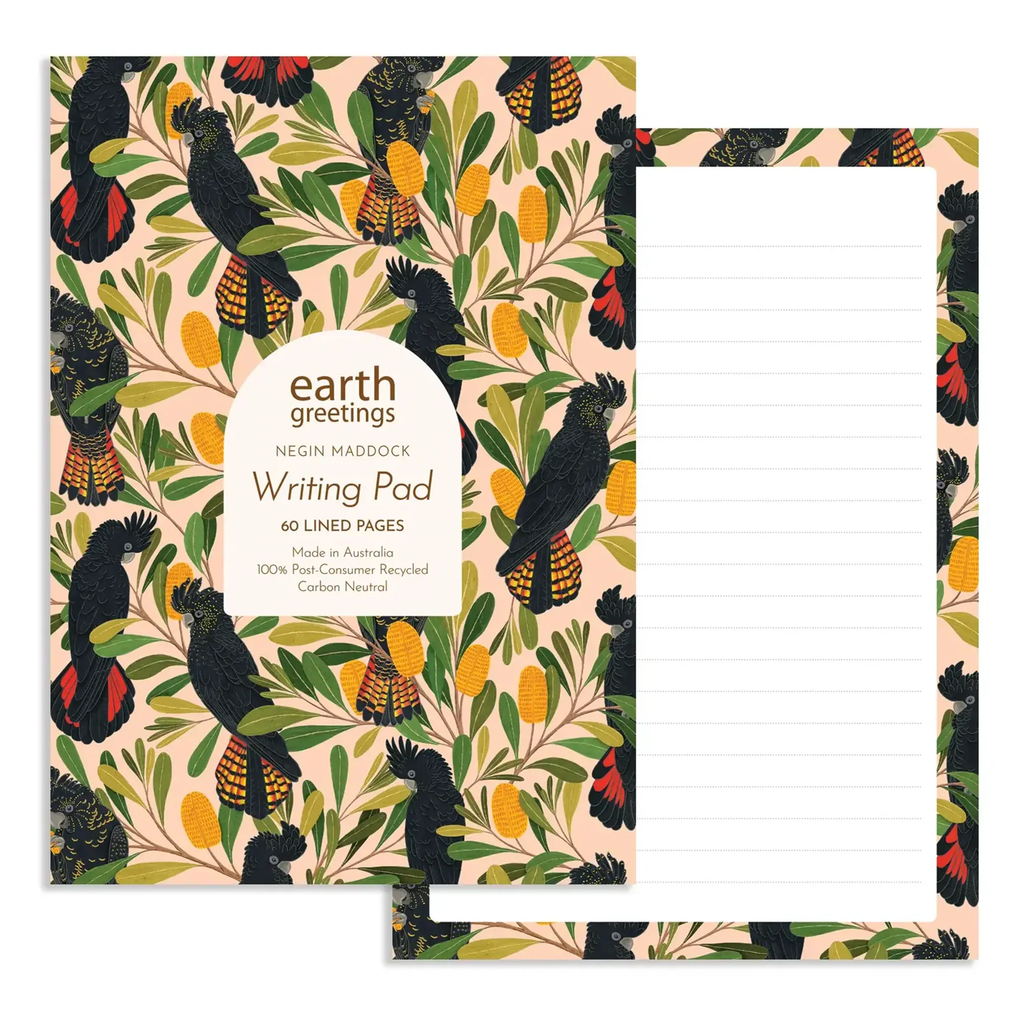 A5 Writing Pad Cockatoos & Banksia - Earth Greetings