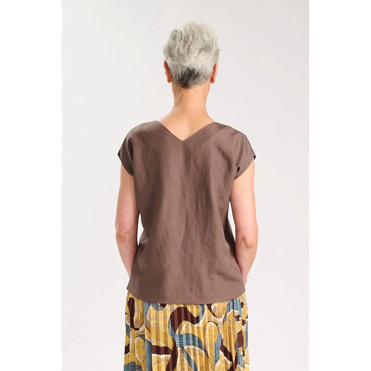 Amelie Two Way Tee Mushroom Linen/Rayon - Image 3