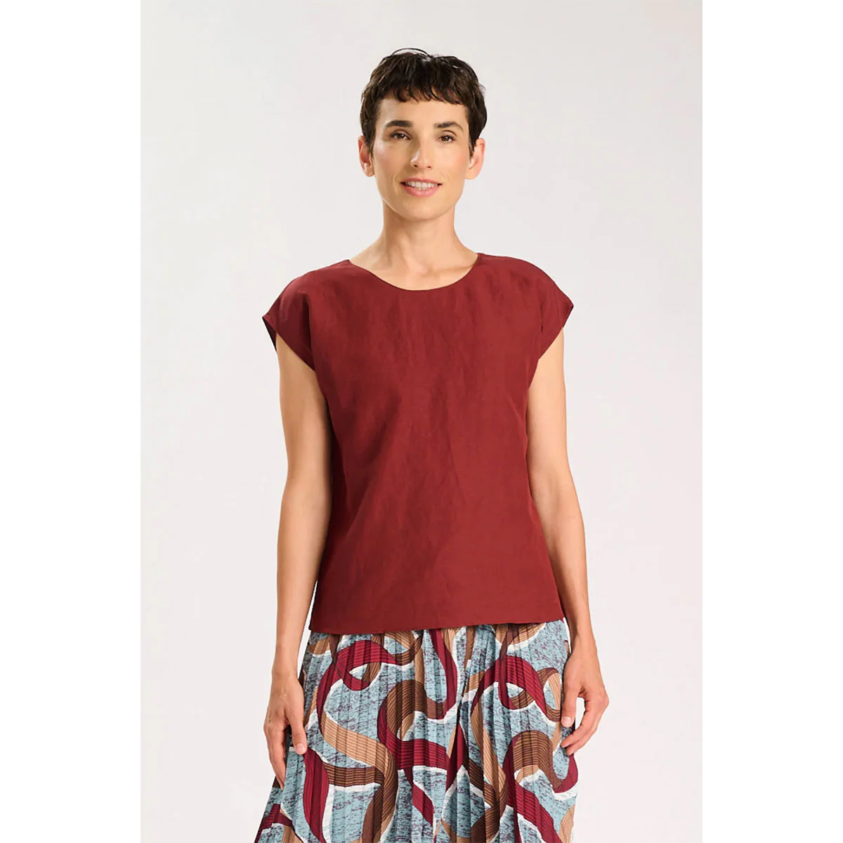 Amelie Two Way Tee Terra Linen/Rayon - Image 2