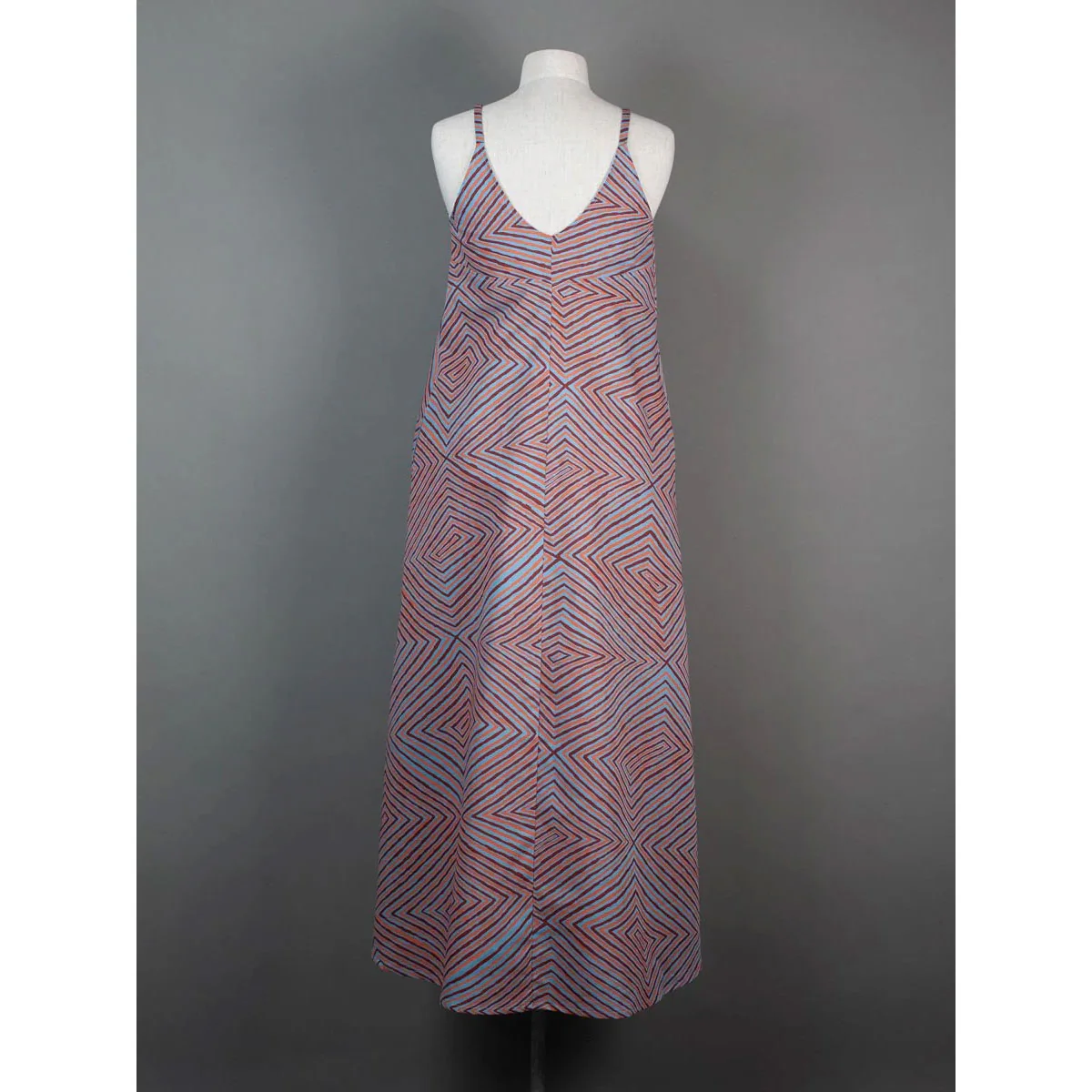 Anita Dress Papa Tjukurrpa Blend on Blue Cotton/linen Blend - Ikuntji Artists - Image 3