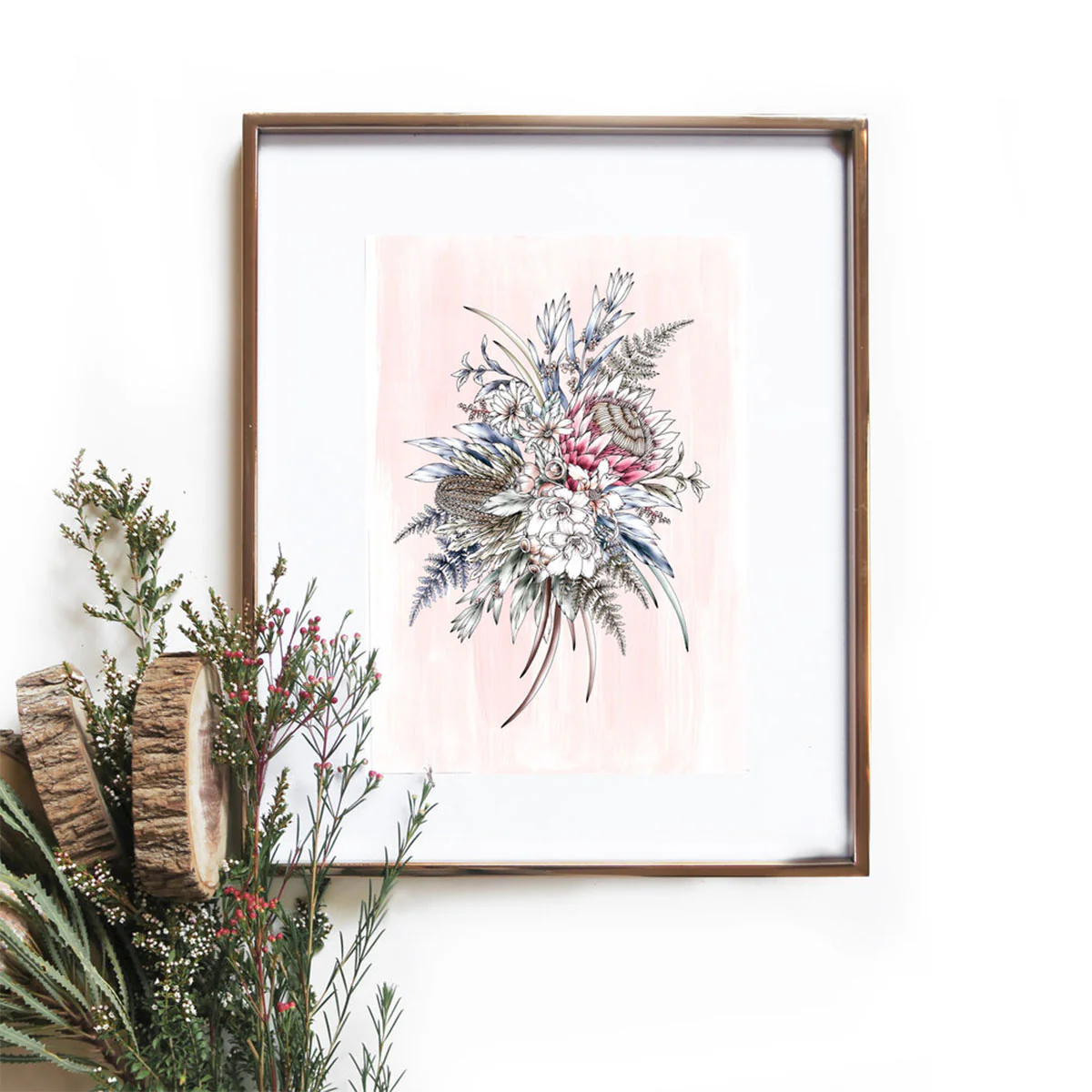 Art Print A4 Pink Natives - Typoflora