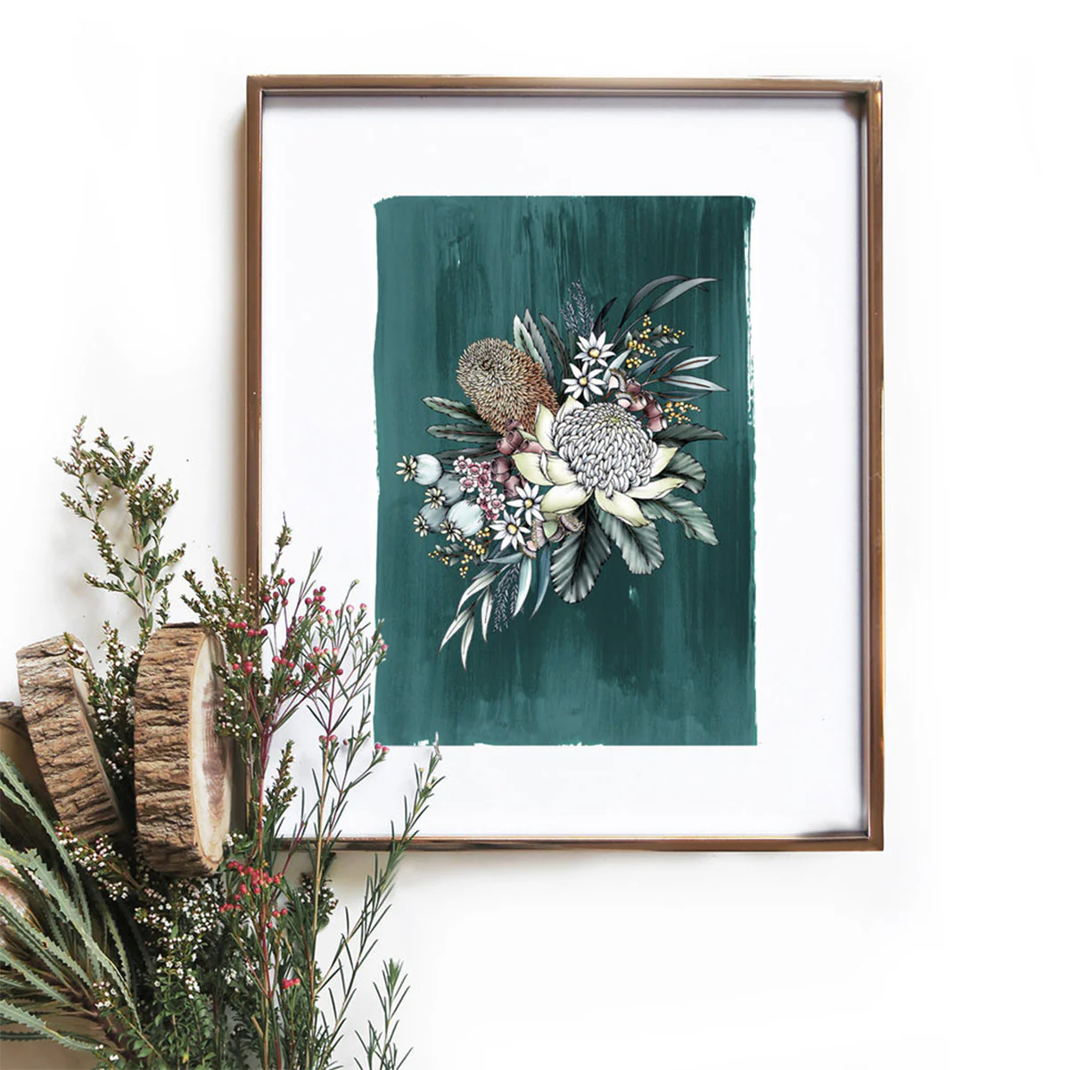 Art Print A4 Teal Natives - Typoflora