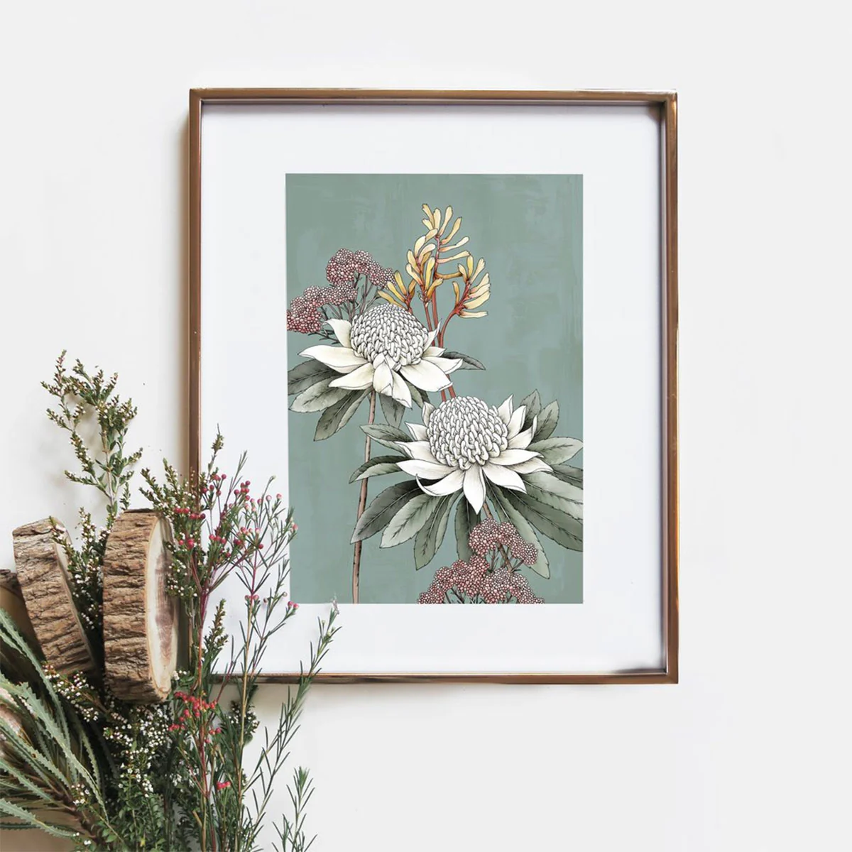 Art Print A4 Waratah Portrait - Typoflora