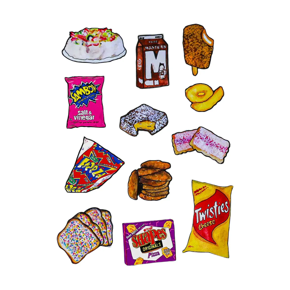 Australiana Sticker Sheet Twisties & Friends