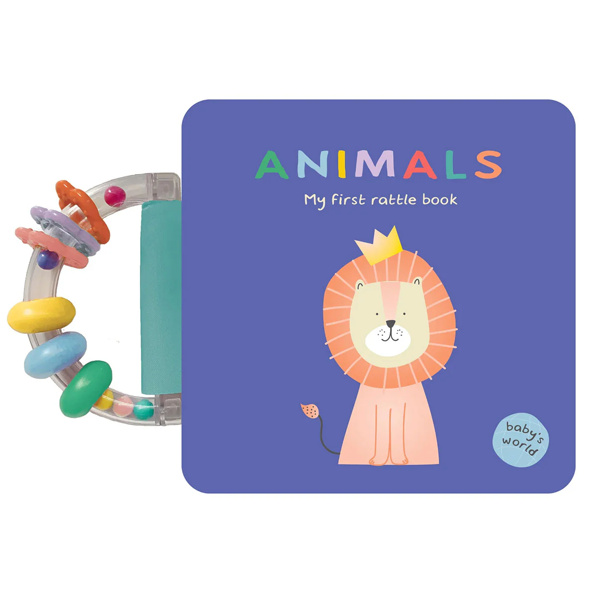 Babys World Rattle Handle Board Book Animals