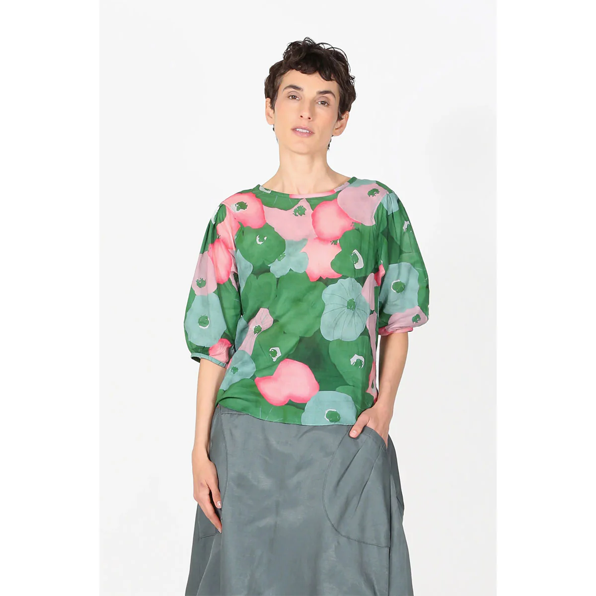 Blouse Zahara Green Cotton Voile - Olga de Polga - Image 2