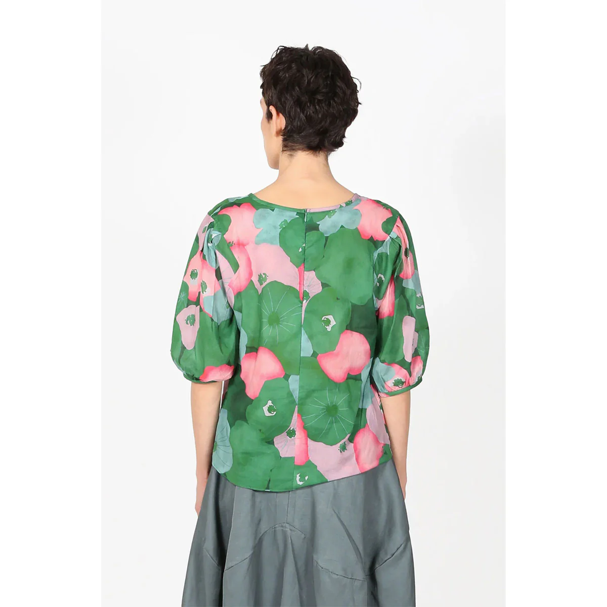 Blouse Zahara Green Cotton Voile - Olga de Polga - Image 3