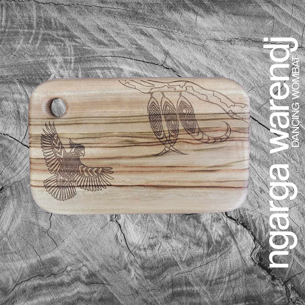 Wooden Board Rectangle Medium White Cockatoo Camphor Laurel 31x20x2.8cm - Ngarga Warendj