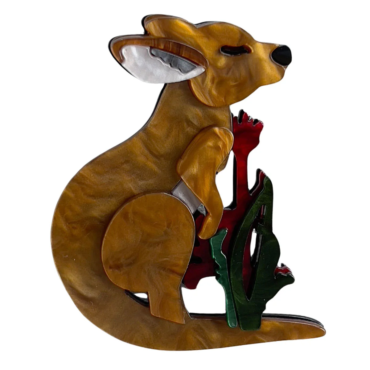 Brooch Iris Kangaroo Brown - Urban Products