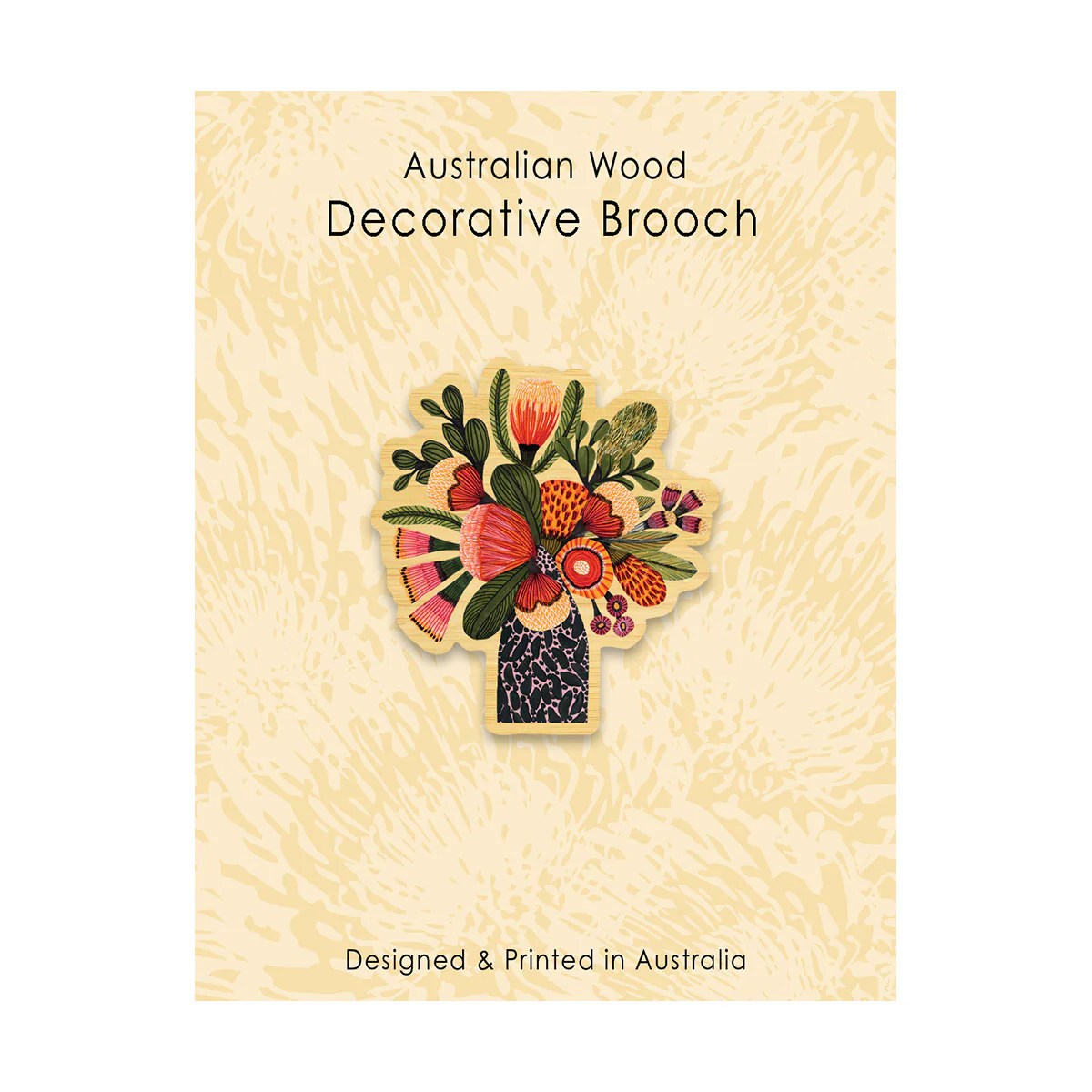 Brooch KK Aussie Native Flowers Wooden - Aero Images