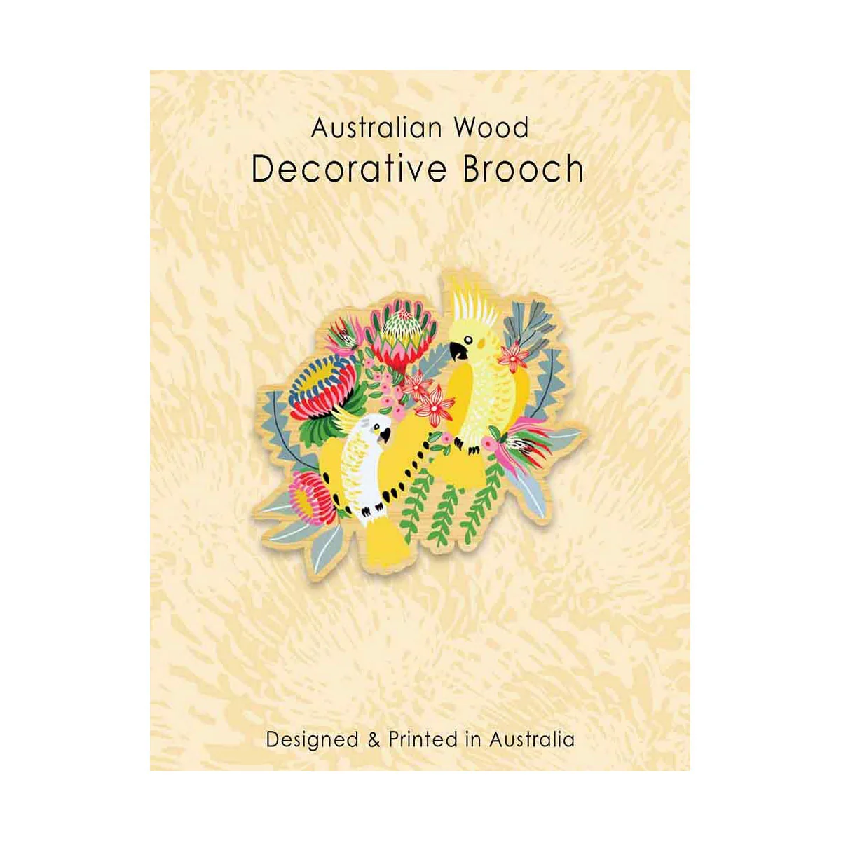 Brooch KK Cockatoos Wooden - Aero Images