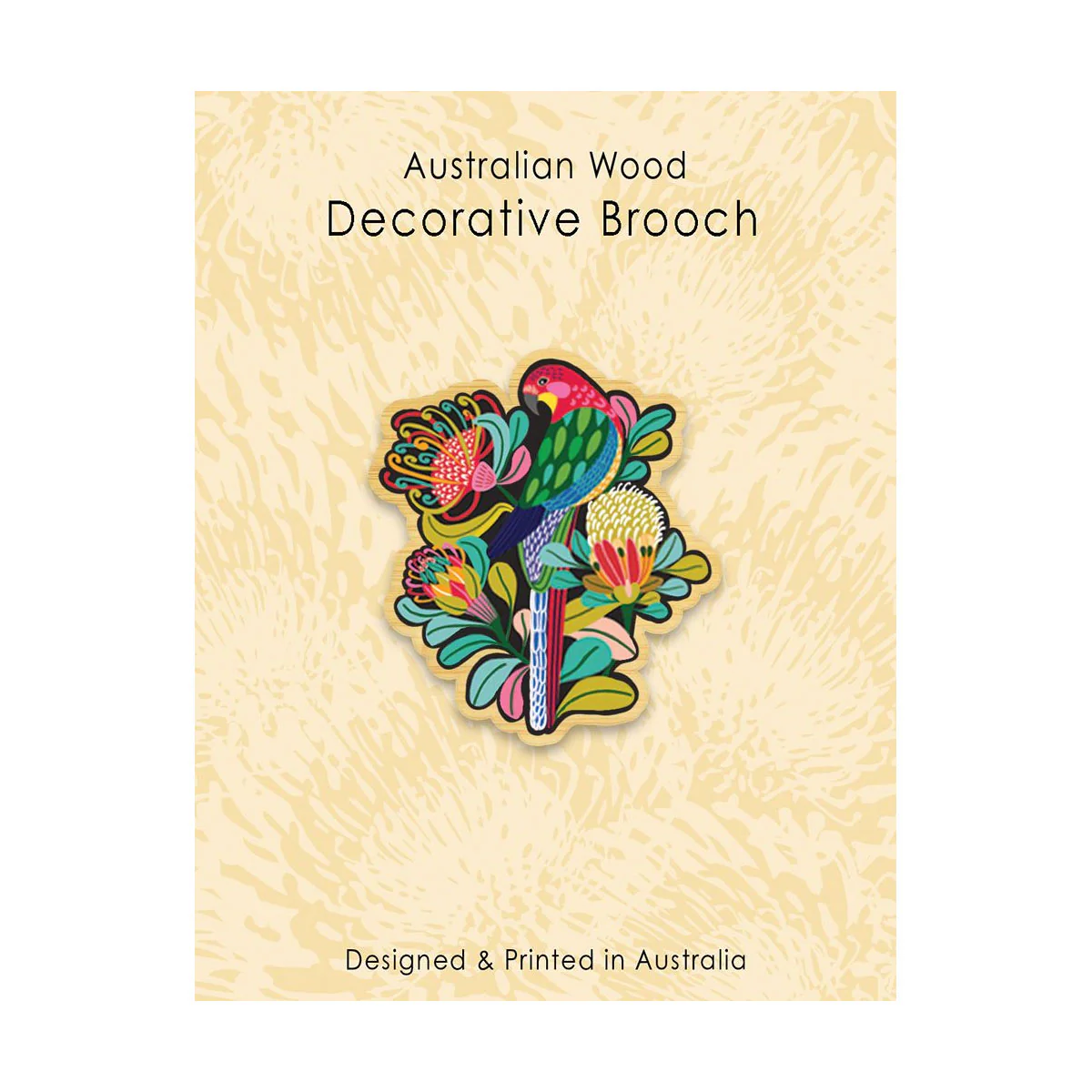 Brooch KK Rosella Wooden - Aero Images