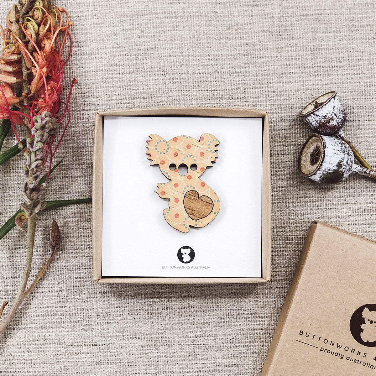 Brooch Koala Heart - Buttonworks