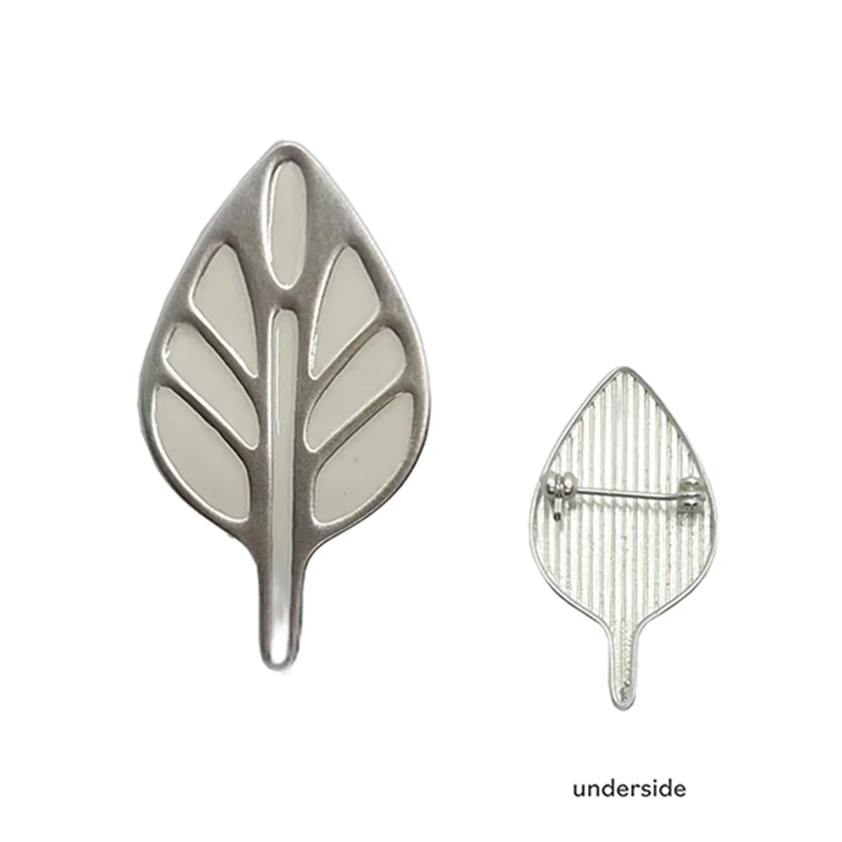 Brooch Matte Silver and White Enamel Rancho Tree - Rancho