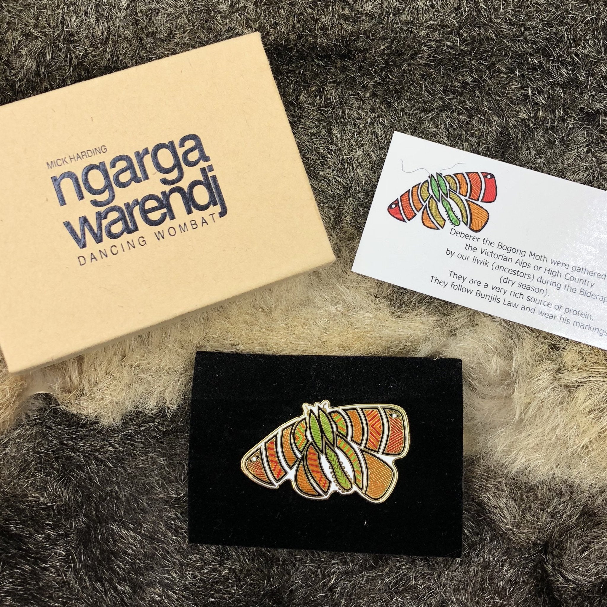 Brooch / Pin Bogong Moth Orange - Ngarga Warendj - Image 2