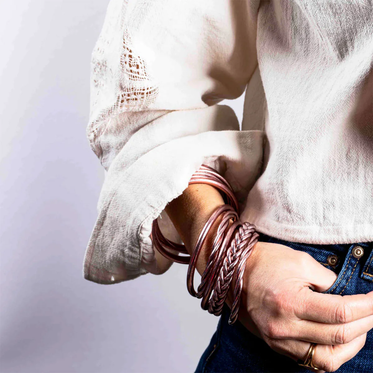 Buddhist Bracelet Twist Rose Gold - French Bazaar - Image 2