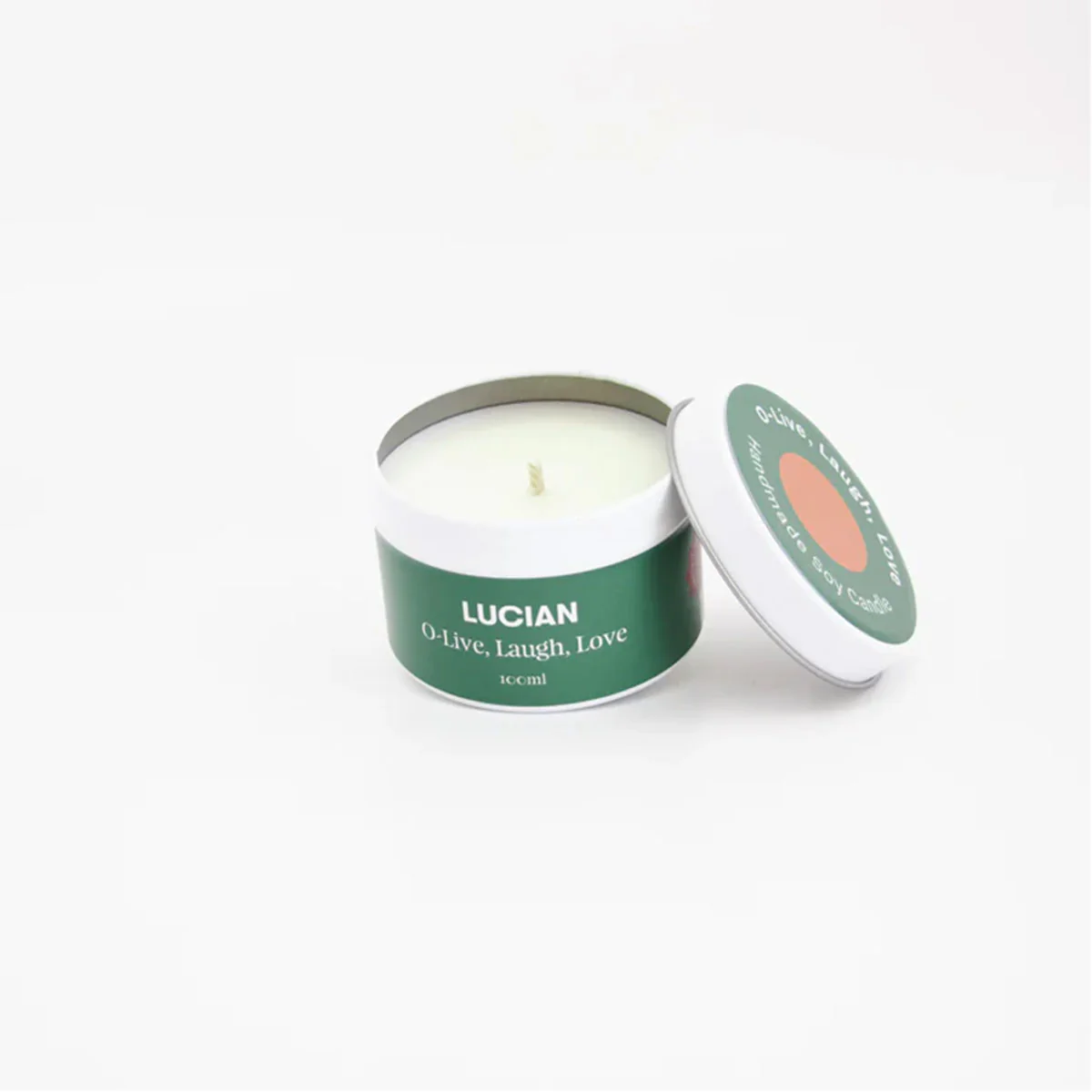 Candle O-Live, Laugh, Love Medium Tin - Lucian Candles
