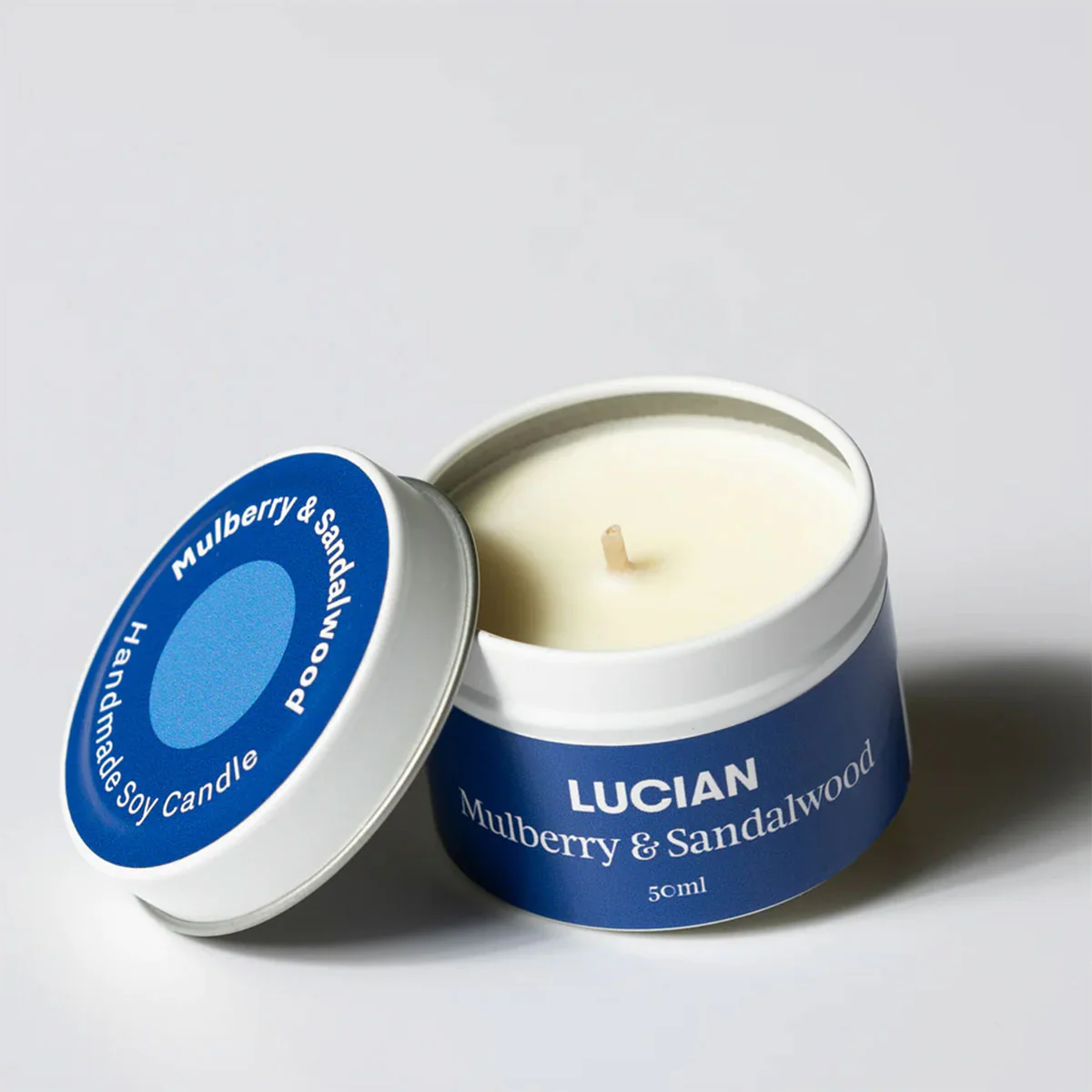 Candle Small Tin Mulberry and Sandalwood - Lucian Candles