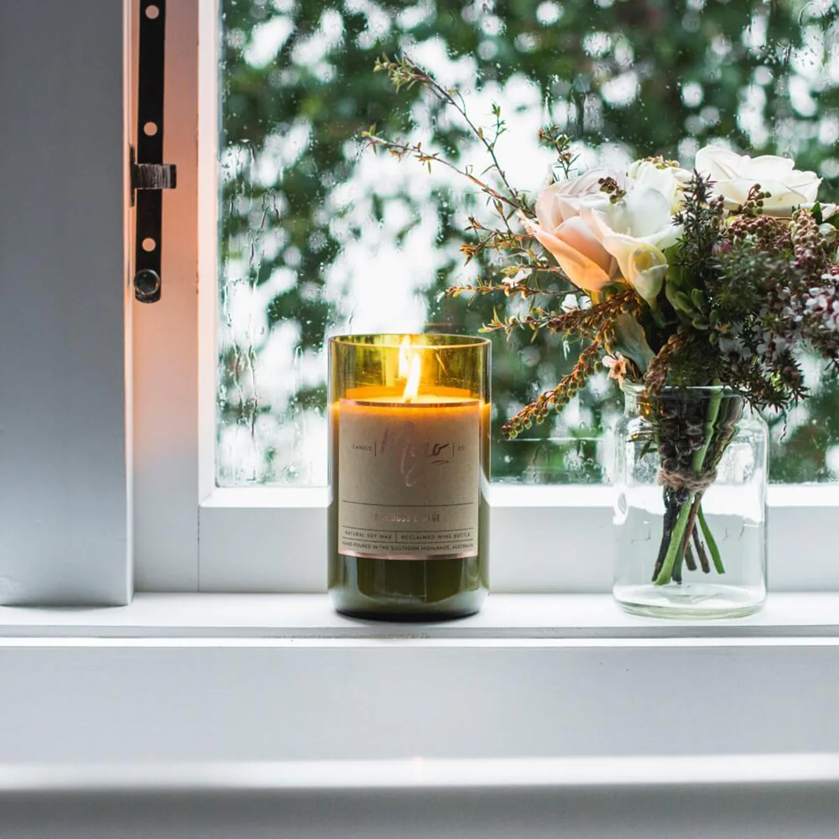 Candle Soy Wax Reclaimed Wine Bottle Coconut and Lime - Mojo Candle Co - Image 2