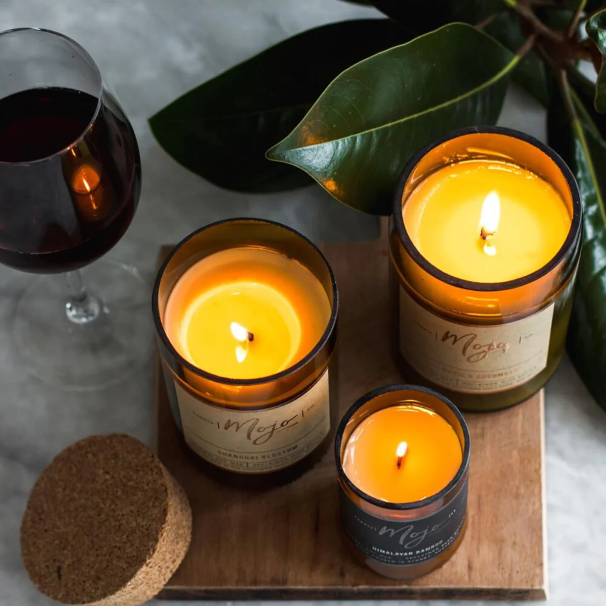Candle Soy Wax Reclaimed Wine Bottle Violet & Frosted Berries - Mojo Candle Co - Image 2