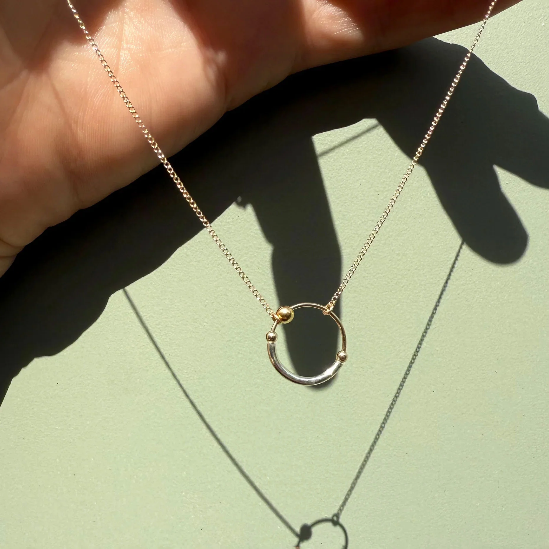Chain Necklace Tiny Orbit Pendant Fixed 50cm - Amy Tamblyn