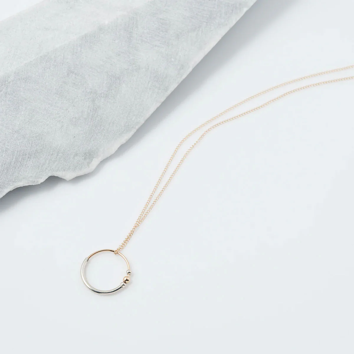 Chain Necklace Tiny Orbit Pendant Gold Chain Mixed Metal Pendant 44cm - Amy Tamblyn