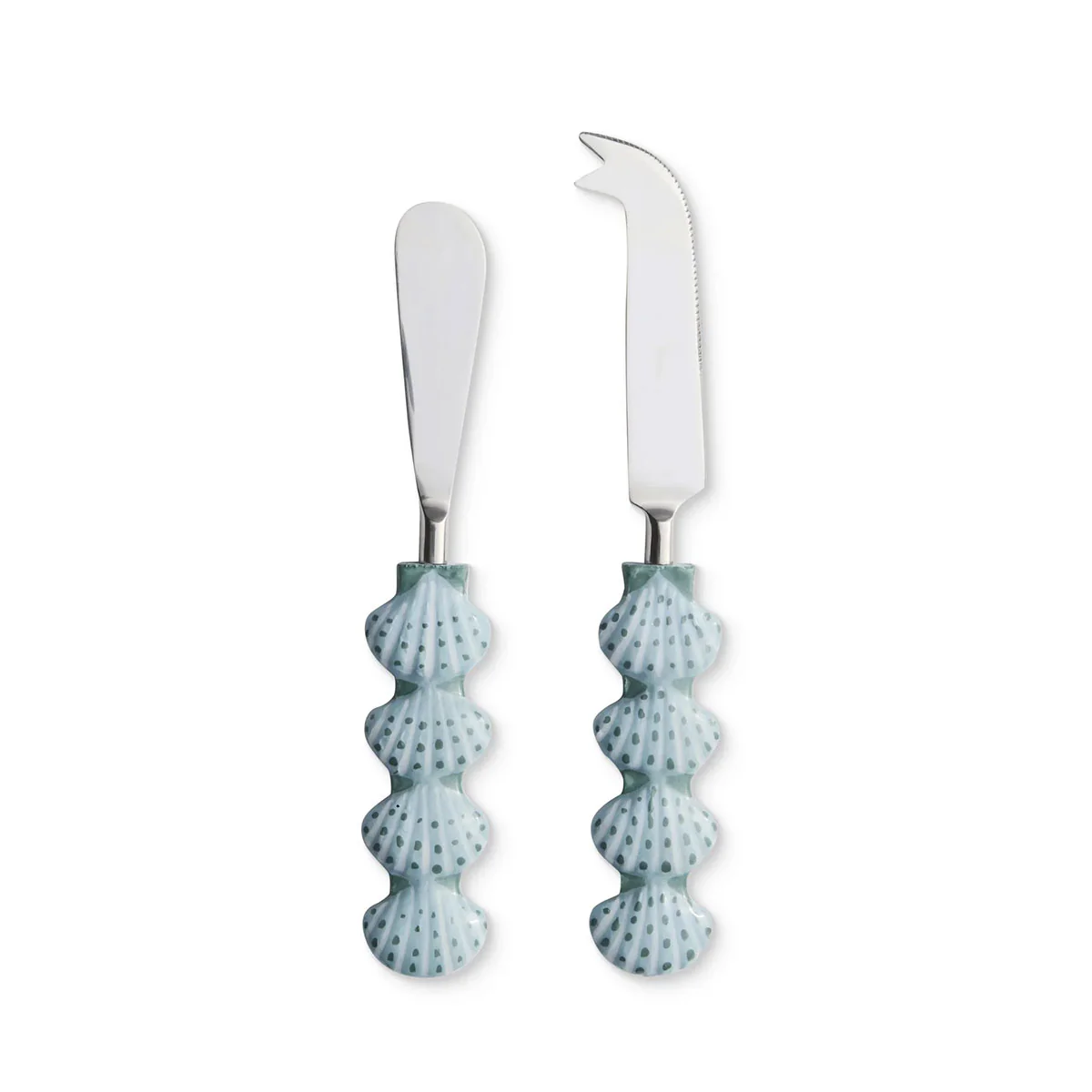 Cheese Knife 2 Set Scallop Blue - Madras Link