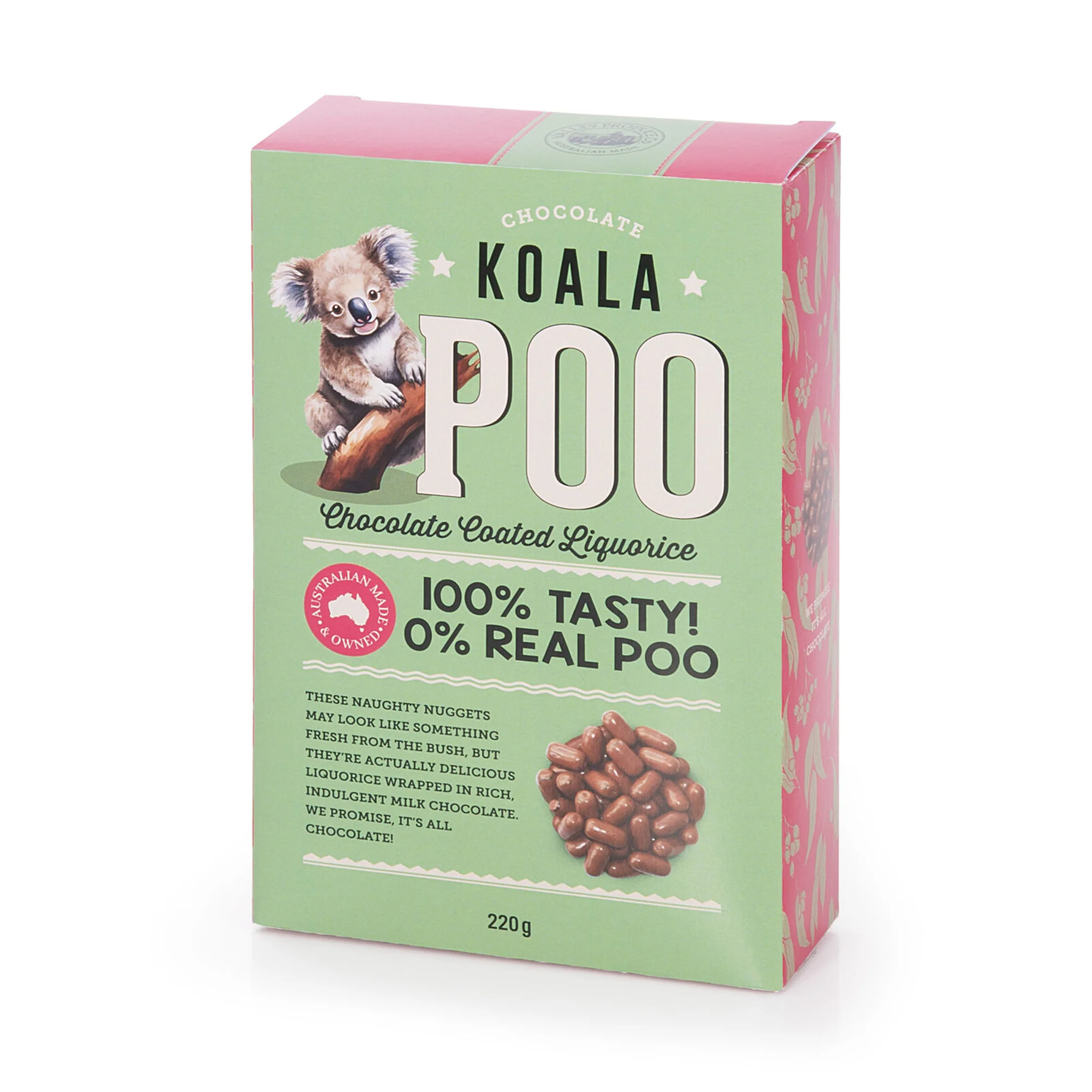 Chocolate Coated Liquorice Koala Poo 220g - Gourmet Brands