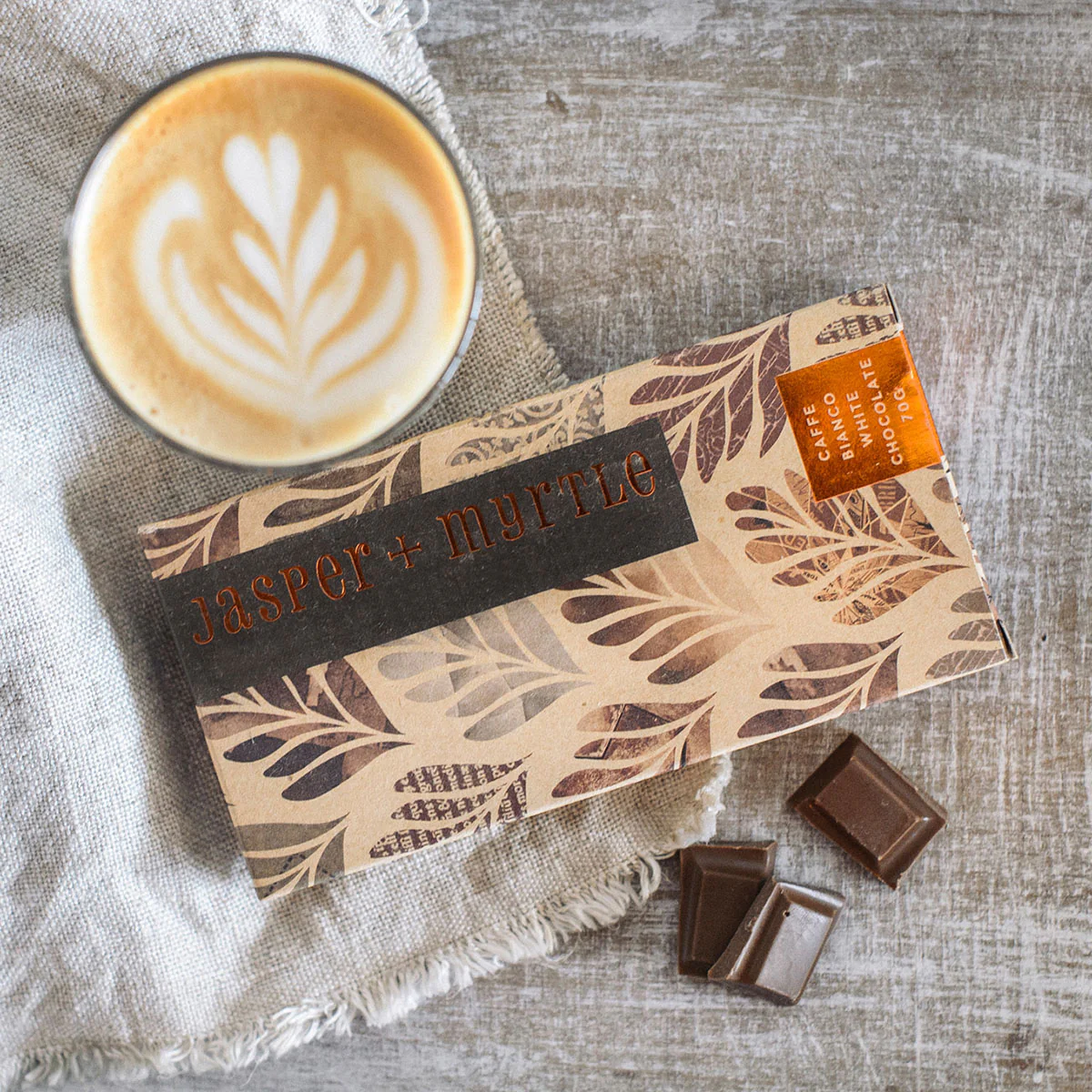 Chocolate Caffe Bianco White Chocolate 70g - Jasper & Myrtle - Image 3
