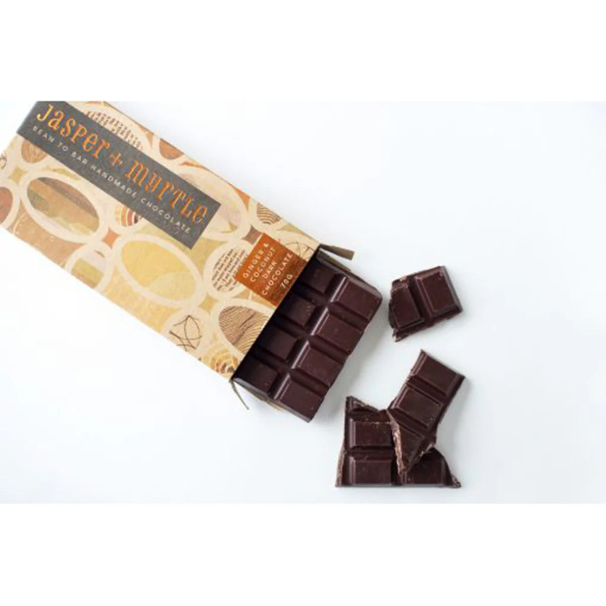 Chocolate Dark with Ginger & Coconut 70g - Jasper & Myrtle - Image 2