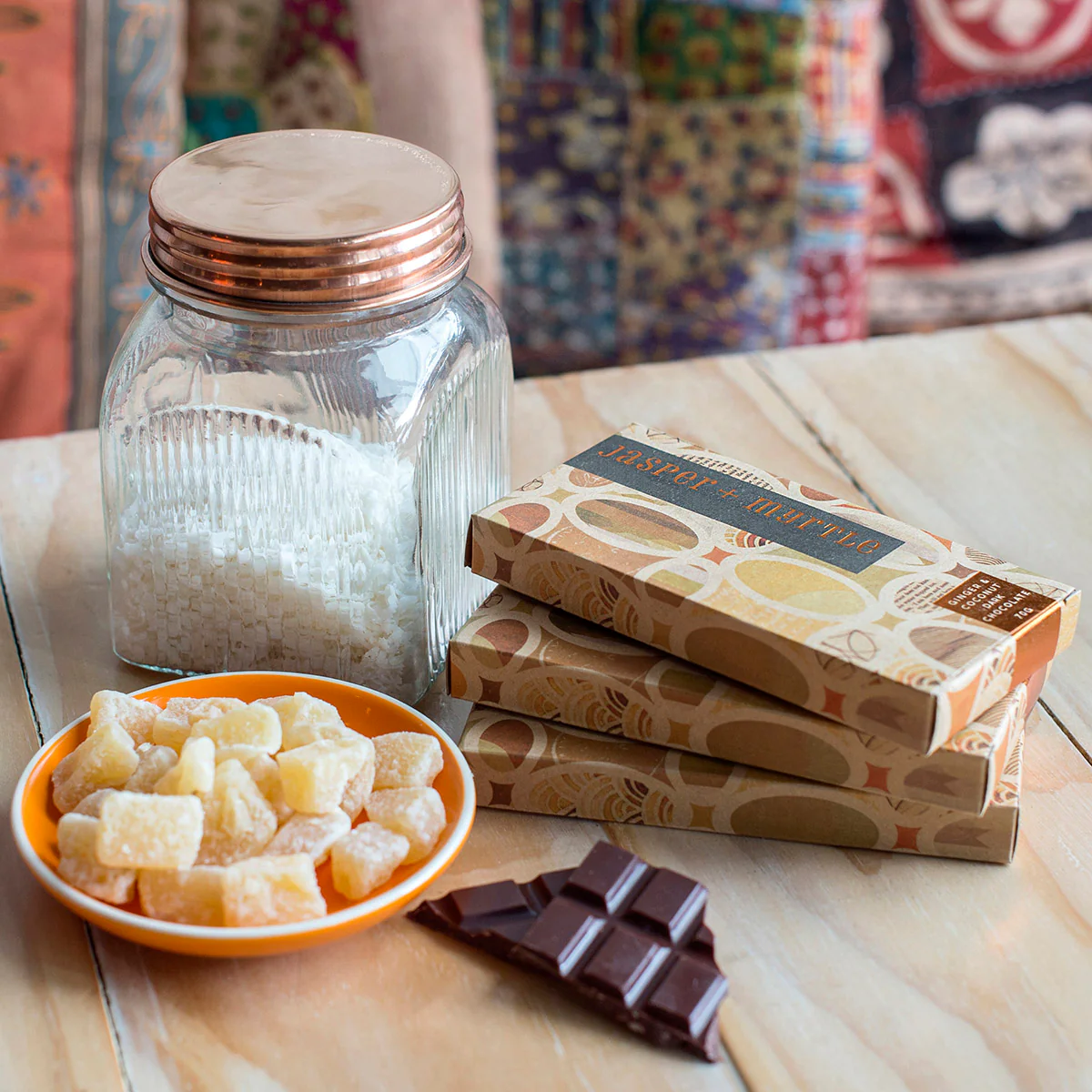 Chocolate Dark with Ginger & Coconut 70g - Jasper & Myrtle - Image 3