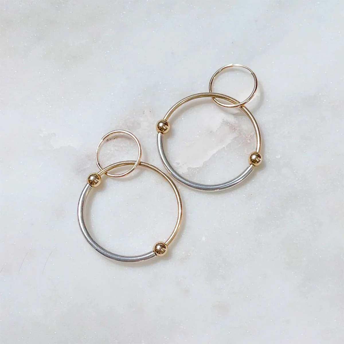 Chunky Hoop Earrings Gold Filled Silver Gold Beads Small - Amy Tamblyn