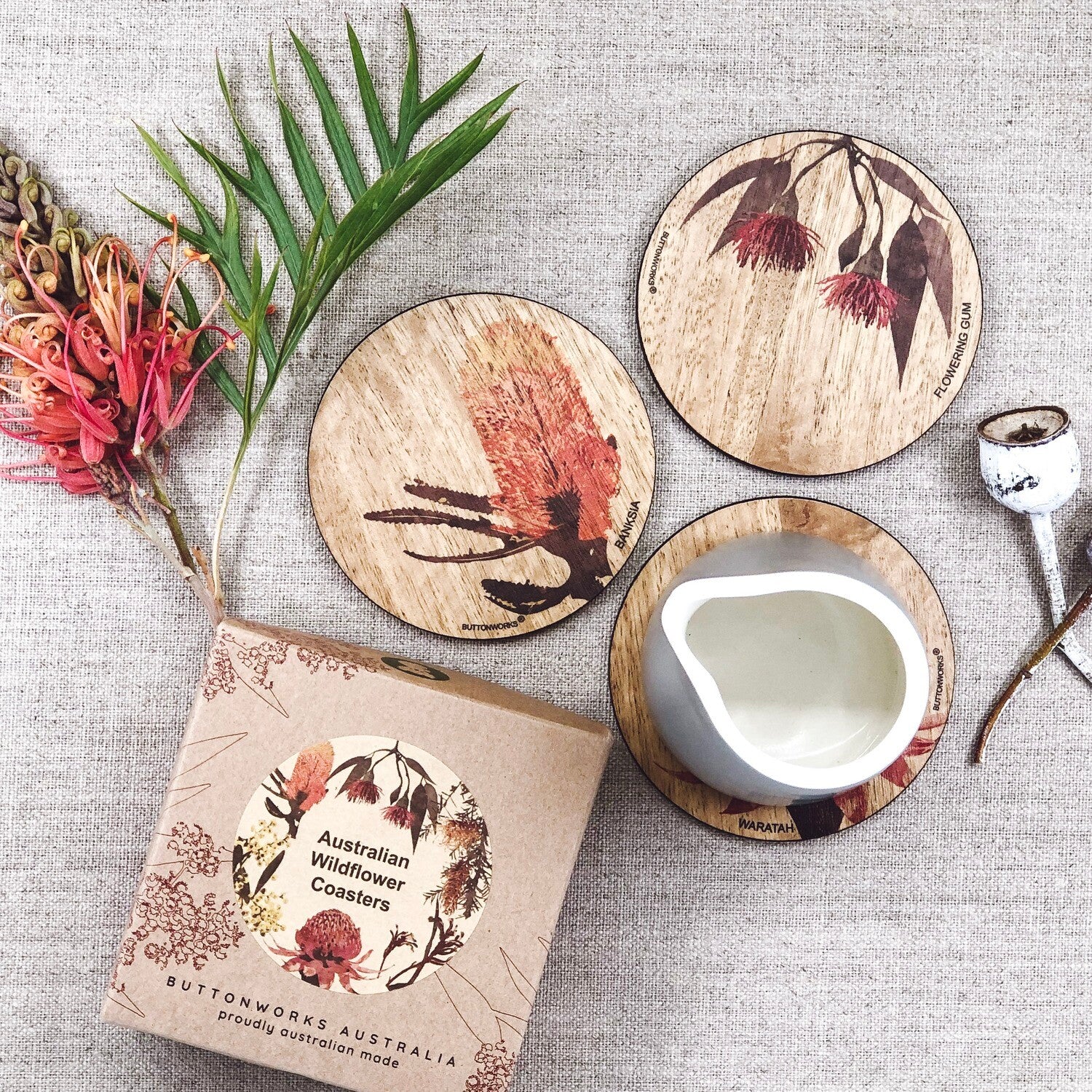 Coaster Coloured Wildflower Set of 6 - Buttonworks - Image 3