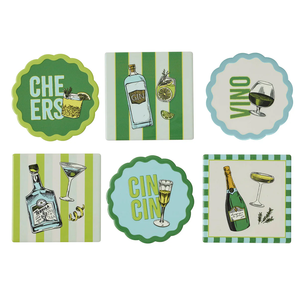 Coaster Gimlet Ceramic 10cm Assorted - Coast to Coast