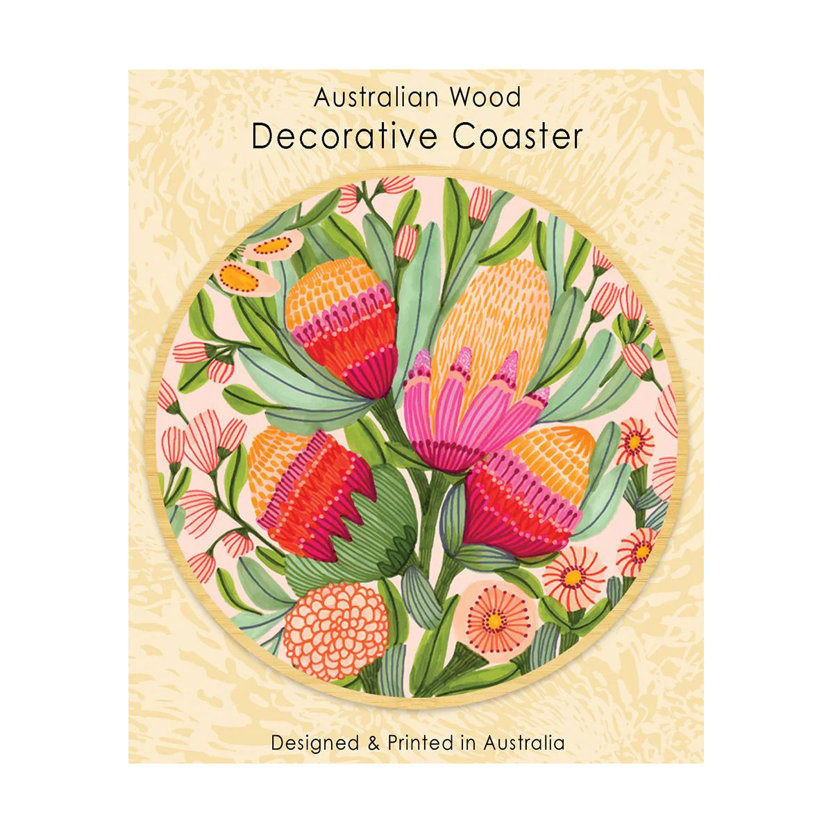 Coaster KK Protea & Gum Blossom Wooden - Aero Images