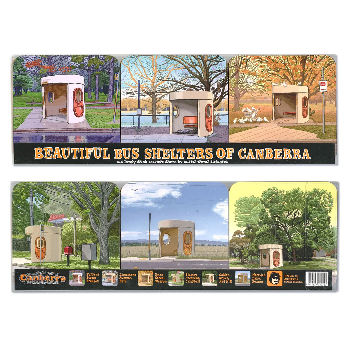 Coaster Set 6 Bus Shelter Canberra - Trevor Dickinson