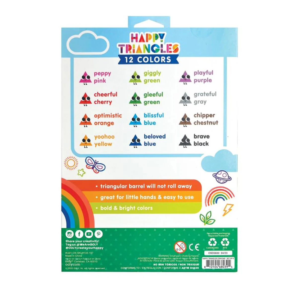 Crayons Jumbo Happy Triangles 12 Pack - Bobangles - Image 3