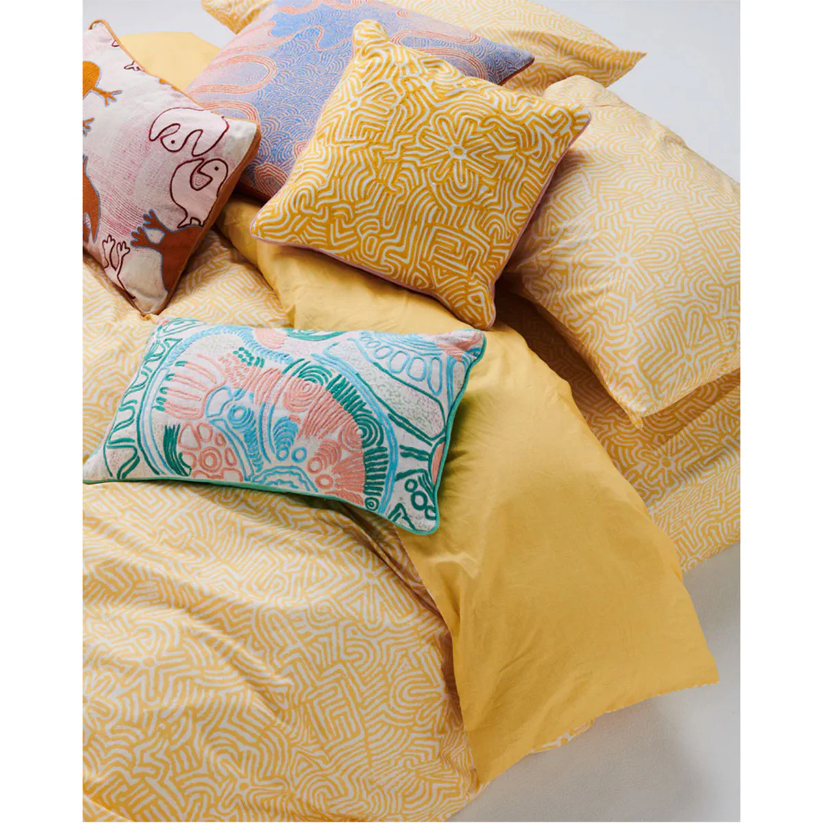 Cushion Pastel Embroidered Tjala Tjukurpa - Kip & Co - Image 2