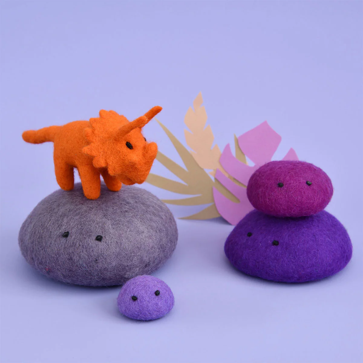 Dinosaur Felt Triceratops Mini Orange - Dashdu