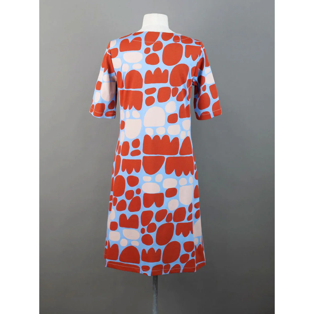 Doris Day Dress Puli Puli Orange and Peach on Blue Jersey Keturah Zimran - Ikuntji Artists - Image 3