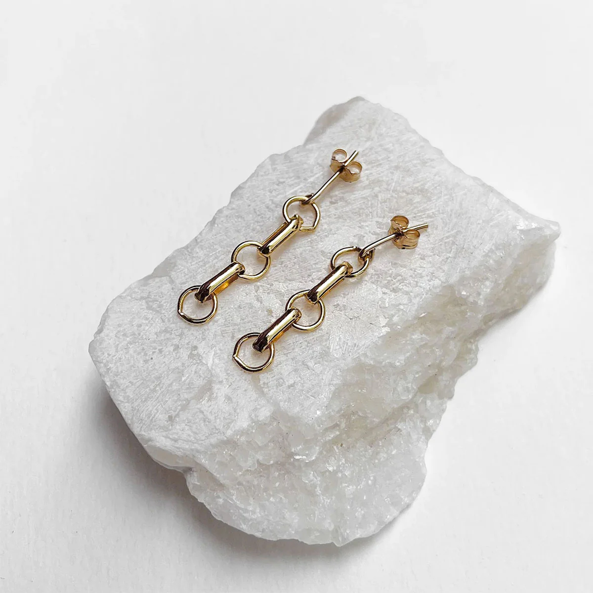 Drop Earrings Connect Chain Gold Filled Bar and Link Chain Drop - Amy Tamblyn