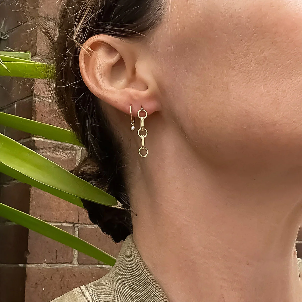 Drop Earrings Connect Chain Gold Filled Bar and Link Chain Drop - Amy Tamblyn - Image 2