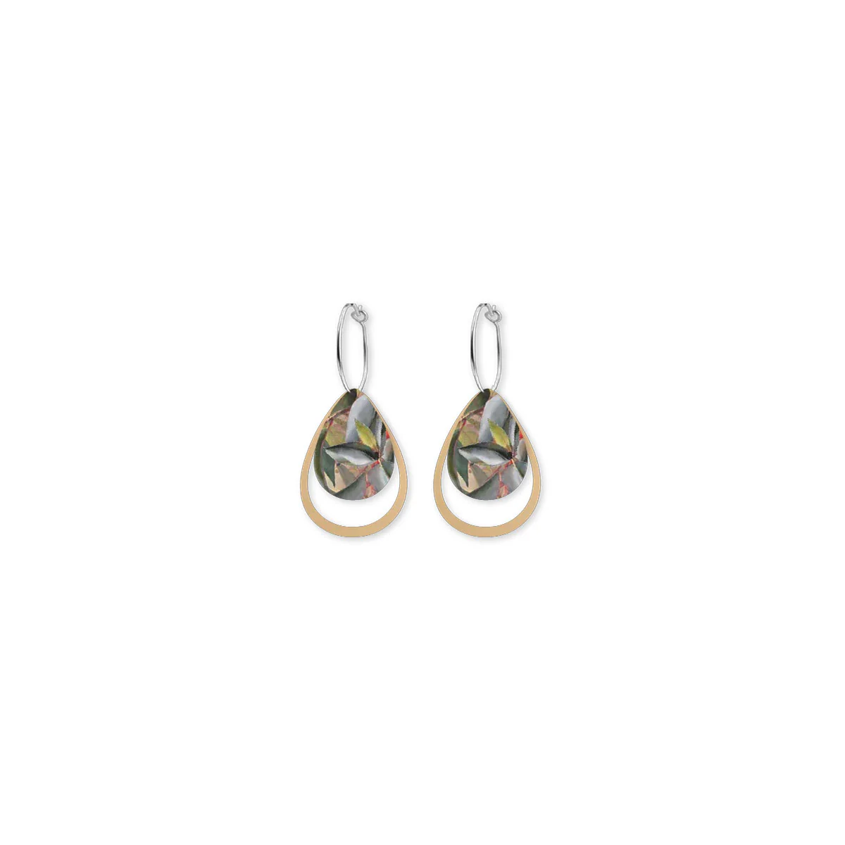 Drop Earrings Eucalyptus Layered Iconic Outline Ellis Rowan - Moe Moe Design