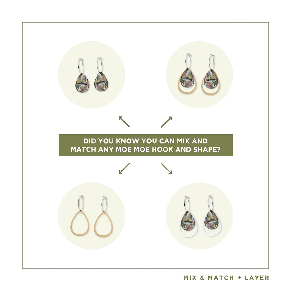 Drop Earrings Eucalyptus Layered Iconic Outline Ellis Rowan - Moe Moe Design - Image 3