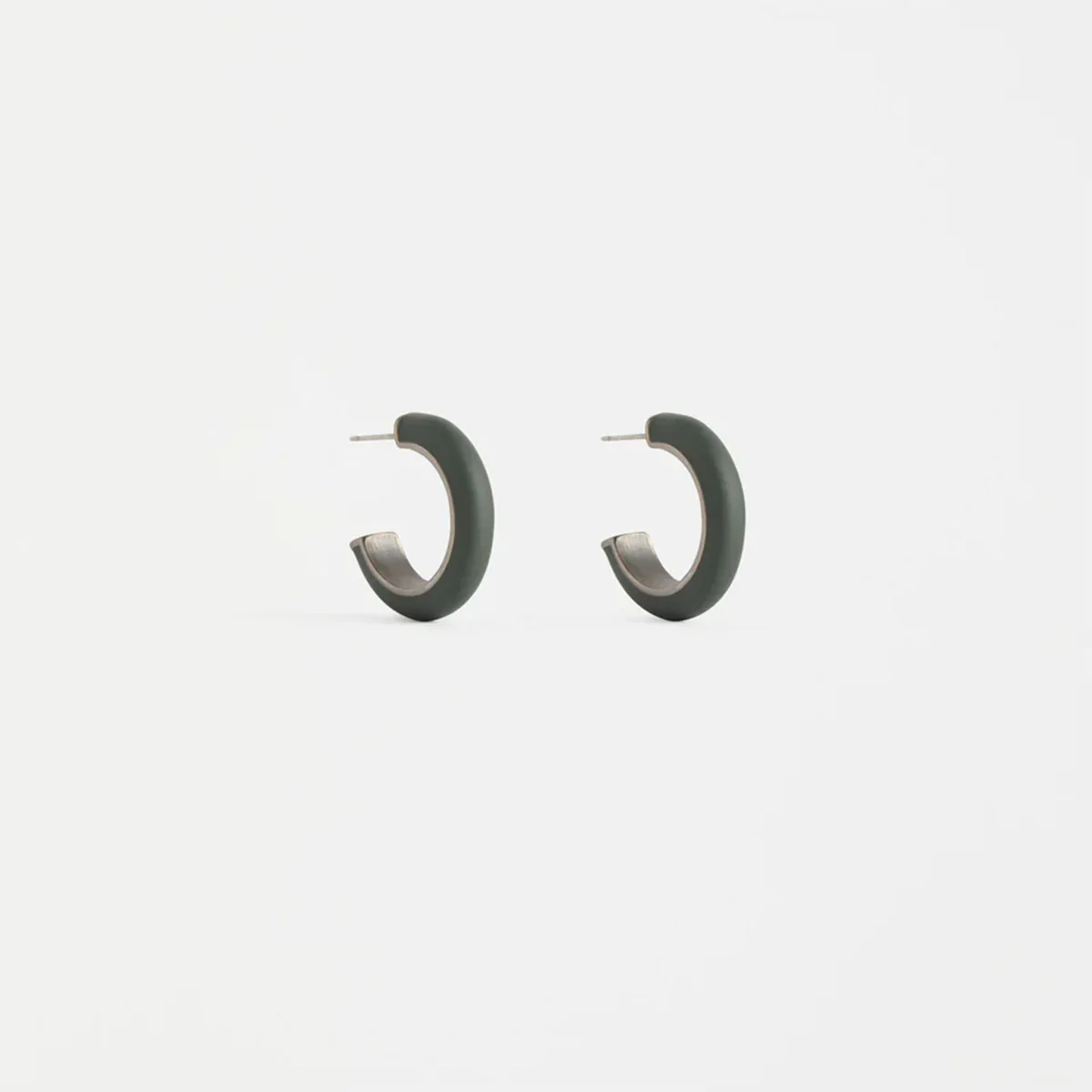 Earring Mini Hoop Emal Dark Olive - Elk Accessories