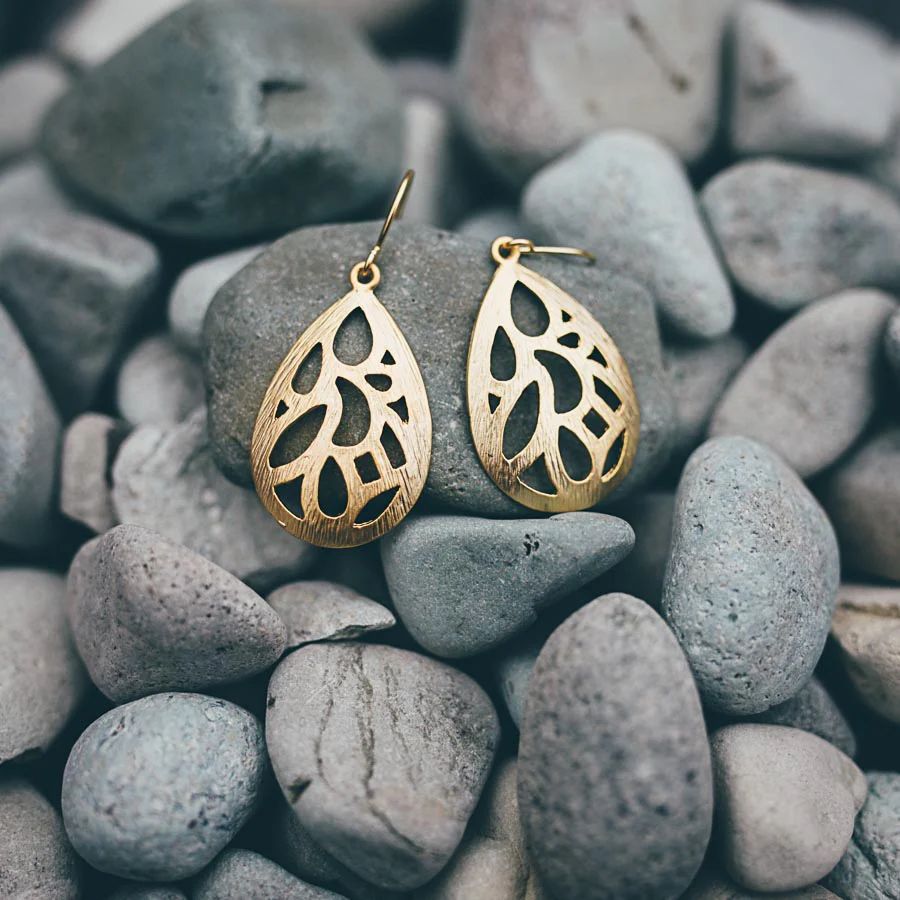 Earrings Patterned Teardrop Gold - Bec Stern - Image 2