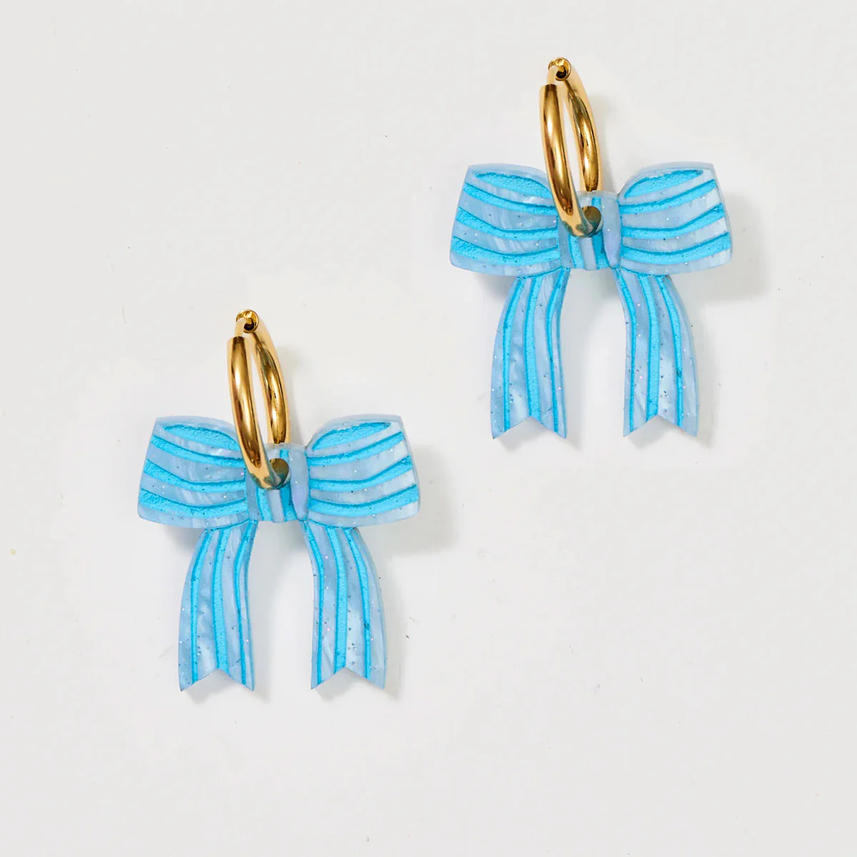 Earrings Bow Butter Blue - Martha Jean
